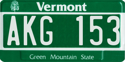 VT license plate AKG153