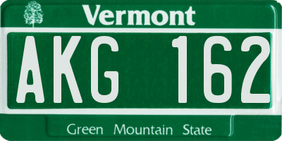 VT license plate AKG162
