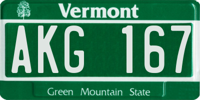 VT license plate AKG167