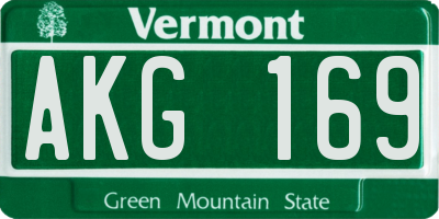 VT license plate AKG169