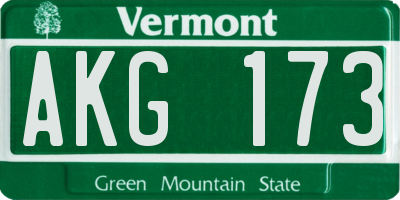 VT license plate AKG173
