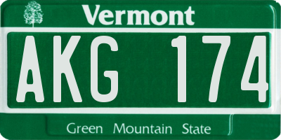 VT license plate AKG174