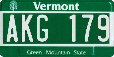 VT license plate AKG179