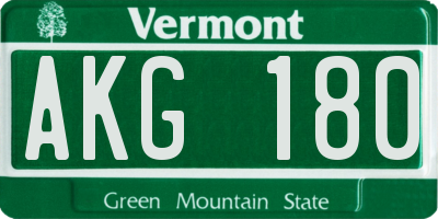 VT license plate AKG180