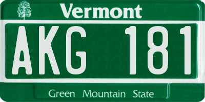 VT license plate AKG181