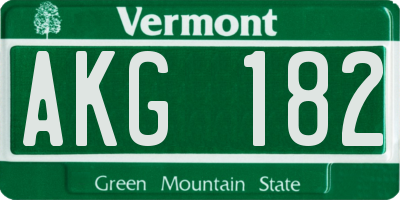 VT license plate AKG182