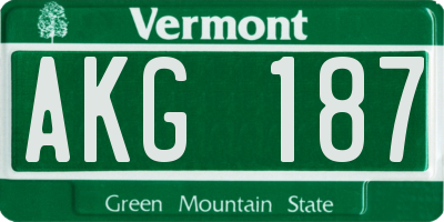 VT license plate AKG187