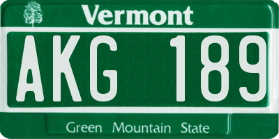 VT license plate AKG189