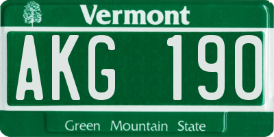 VT license plate AKG190