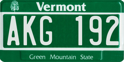 VT license plate AKG192