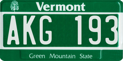 VT license plate AKG193