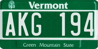 VT license plate AKG194
