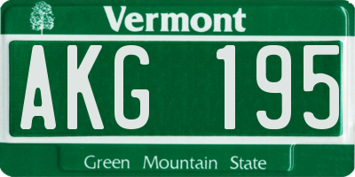 VT license plate AKG195