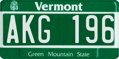 VT license plate AKG196