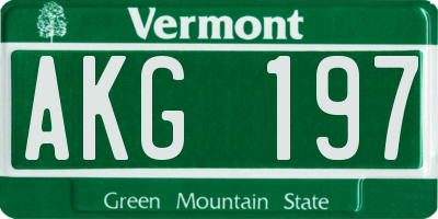 VT license plate AKG197
