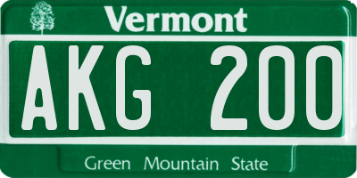 VT license plate AKG200