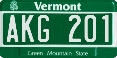 VT license plate AKG201