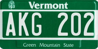 VT license plate AKG202