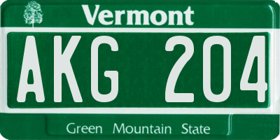 VT license plate AKG204