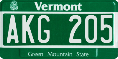 VT license plate AKG205