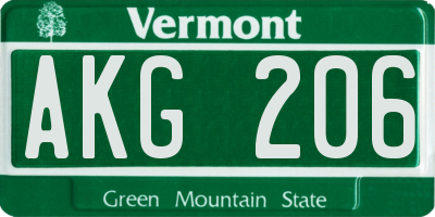 VT license plate AKG206
