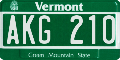 VT license plate AKG210