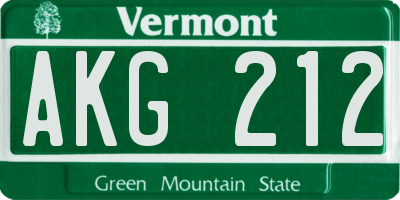 VT license plate AKG212