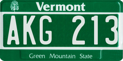 VT license plate AKG213