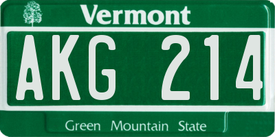 VT license plate AKG214