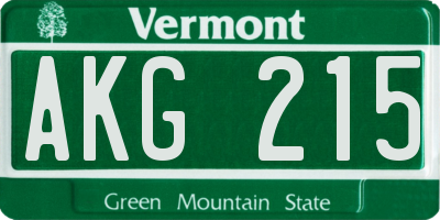 VT license plate AKG215