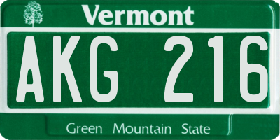 VT license plate AKG216