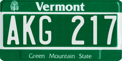 VT license plate AKG217