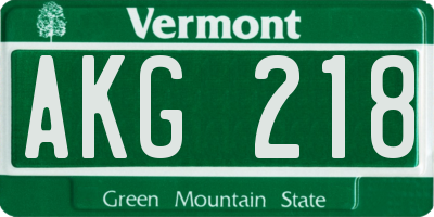 VT license plate AKG218