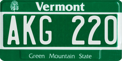 VT license plate AKG220