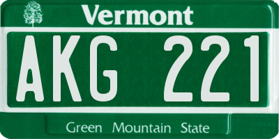 VT license plate AKG221