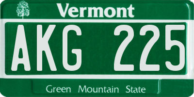 VT license plate AKG225