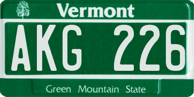 VT license plate AKG226
