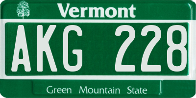 VT license plate AKG228