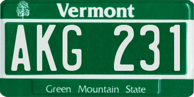 VT license plate AKG231