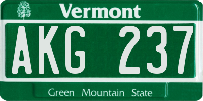 VT license plate AKG237