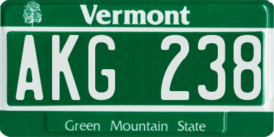 VT license plate AKG238