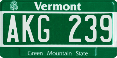 VT license plate AKG239