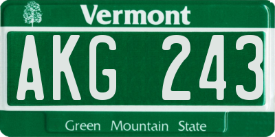 VT license plate AKG243