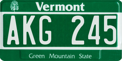 VT license plate AKG245