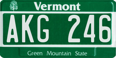 VT license plate AKG246