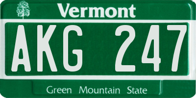 VT license plate AKG247