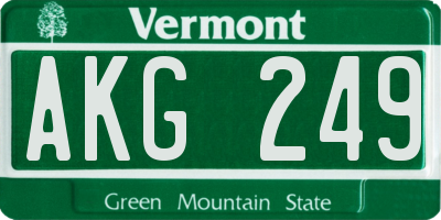 VT license plate AKG249