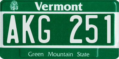 VT license plate AKG251