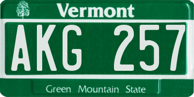 VT license plate AKG257