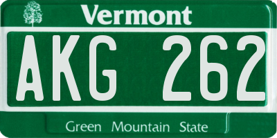 VT license plate AKG262